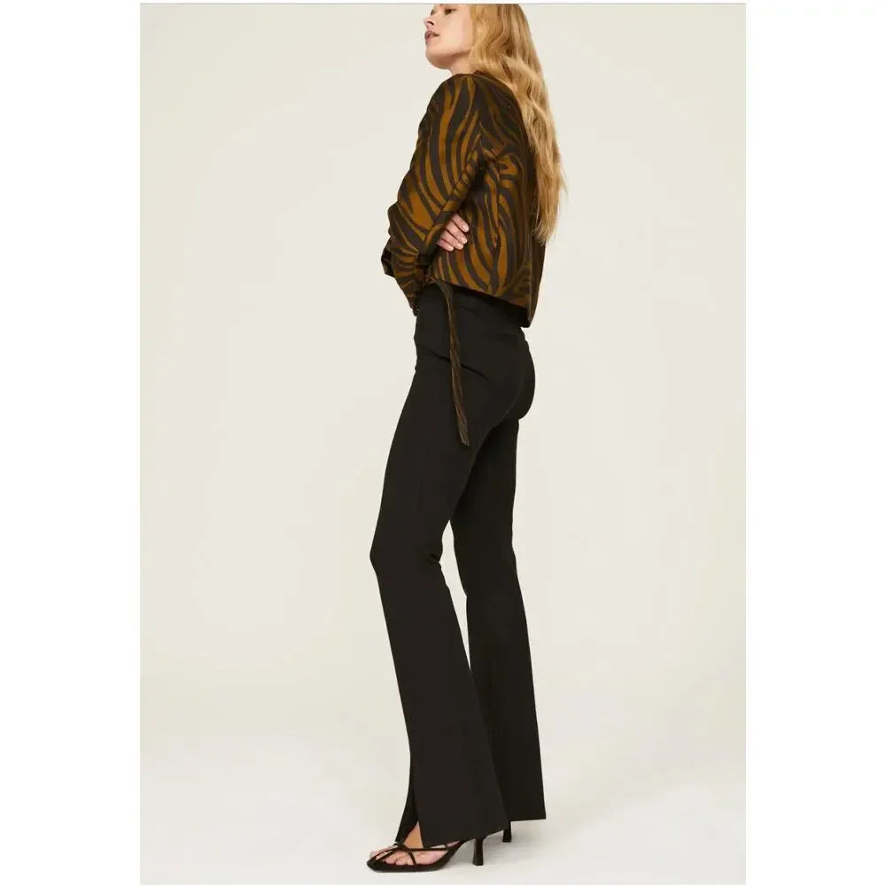 PAIGE NWT Winona Split Front Flare Pant in Black // 00
